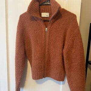 Wilfred Free Textured Pink Zip-up Sweater